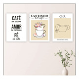 Kit 3 Quadros Cantinho Café Chá Decorativo Cozinha 28x40cm