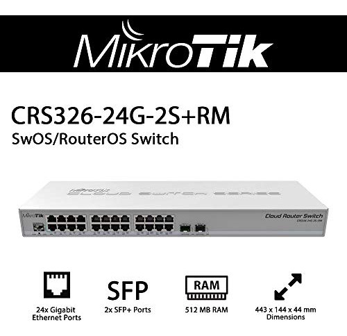 Switch Gigabit Ethernet Mikrotik Crs326-24g-2s+rm Poe