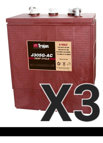 Pack 3 Baterias Trojan J305g. Auto Elevador, Equipos Solares