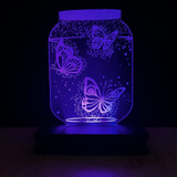 Lampara Led 3d Holograma  Con Control  Mariposas Animales