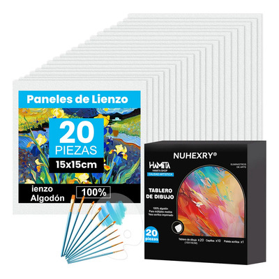 Nuhexry 20 Piezas Paneles De Lienzo Para Pintura Acrílica Y Arte Al Óleo Con 10 Pinceles Y Paleta De Colores Para Pintar Exposicióm Creación Artística15x15cm | MercadoLibre