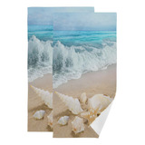 Pfrewn Shells Sea Shore Beach Toallas De Mano Juego De 2 Sea