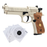 Co2 Pistola Beretta 92fs Nickel Madera .177 Pellets Xchws C