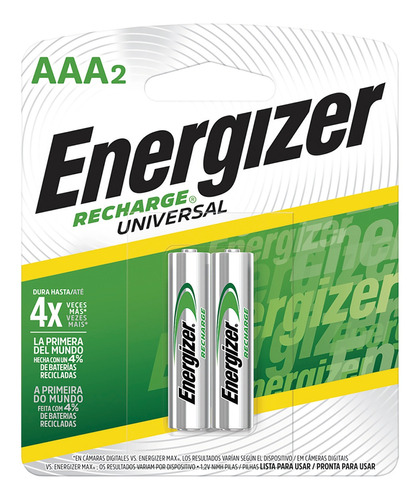 Pilas Recargables Aaa X2 Unidades Energizer