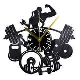 Reloj Pared Disco Vinil Acetato Decoración Gym Gimnasio Ev46