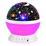 Proyector Lampara Luz Led Cielo Estrellas Espanta Cuco Niños Color Rosa