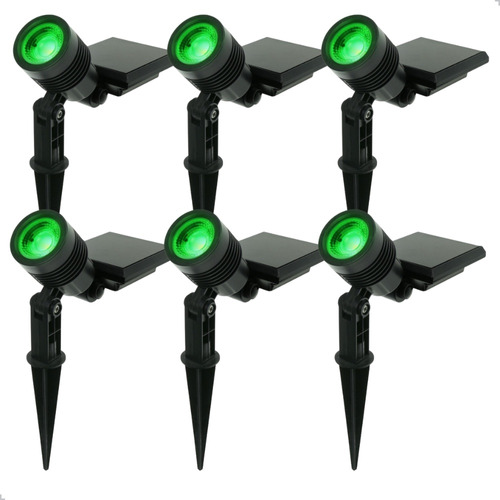 Kit 6 Espeto Refletor Led Solar Externo Jardim Pro10lm Verde