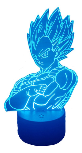 Vegeta Dragon Ball Lámpara Led Luz Ilusión 3d Principe