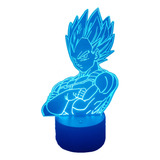 Vegeta Dragon Ball Lámpara Led Luz Ilusión 3d Principe