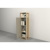 Biblioteca Estanteria Nordica Minimalista Puerta Alta 173 Cm Color Olmo Finlandés Gris Cubanita