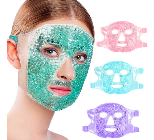 Kit Com 2 Máscara Facial Térmica Quente Fria Não Congela