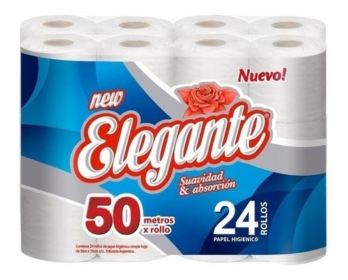 Papel Higienico Elegante Simple Hoja 24 Rollos X 50mts