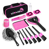 Vioview Kit De Limpieza Rosa Para Automvil, Kit De Detalles