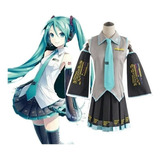 Vocaloid Miku Cosplay Peluca Disfraz Japón Midi Vestido Prin