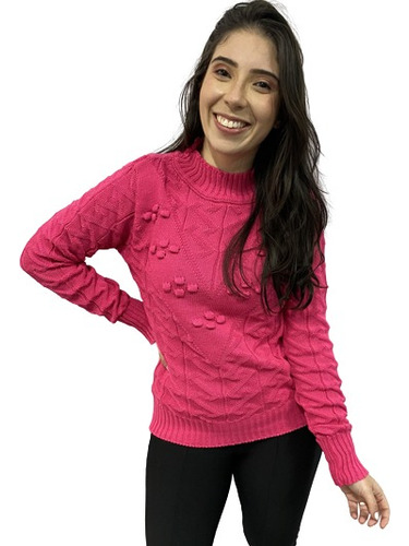 Blusa De Tricot Blogueira Inverno Pink