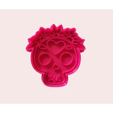 Cortador De Galleta/fondant Calavera Con Flores 10 Cm 