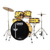 Bateria Acustica Big Yellow Onix Smart Bumbo 22 Com Pratos