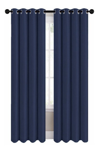 Cortinas Blackout 274cm Ancho X 213cm De Largo En 2 Paneles Color Azul Marino