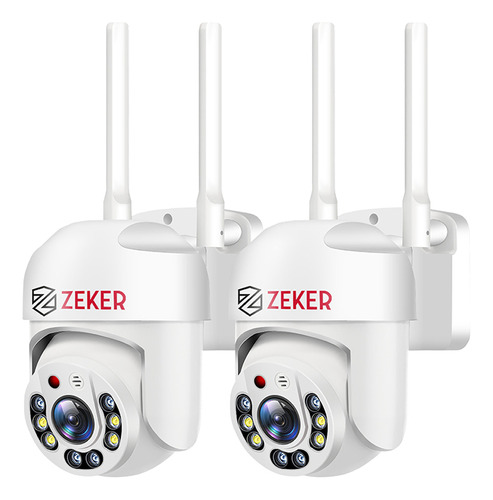 Pack X2 Cámara De Seguridad Wifi Exterior Impermeable Zeker 2mp 5g Vision Nocturna Audio Bidireccional 128gb