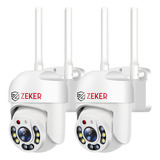 Pack X2 Cámara De Seguridad Wifi Exterior Impermeable Zeker 2mp 5g Vision Nocturna Audio Bidireccional 128gb