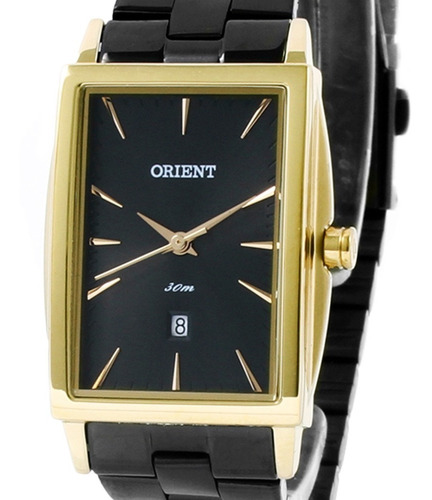 Relógio Orient Feminino Ltss1018 G1px Dourado Preto Quadrado