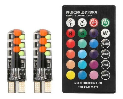 2 Cocuyos Led Rgb  T10 + Control , Carros Y Motos