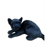 Gato Preto Deitado Pelúcia Realista Perfeito 40cm-fizzy Toys