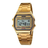 Reloj Pulsera Acero Skmei 1123 Retro Vintage Unisex Dorado!!