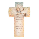 Cruz Infantil Angel De La Guarda Bautismo Nacimiento 16x10cm