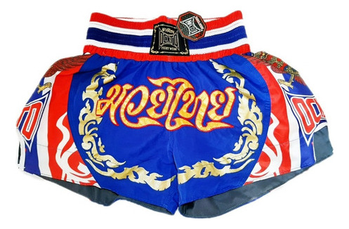 Short Muay Thai Estilo Tailandês Ockto Bandeira Tailândia Az