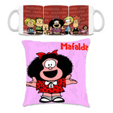 Taza De Mafalda Regalo Cerámica Snoopy Cojín 30x30 Set