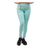 Pantalón Leggins Mujer Tipo Jeans Elasticado Color Turquesa