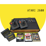 Ítem De Colecionador - Atari 2600 Original Com Frente De Madeira - Relíquia Em Perfeito Estado!
