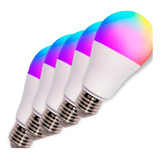 5 Ampolletas Inteligentes Led E27 Wifi App Rgb 9w Andoid-ios