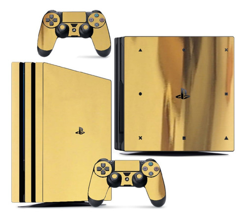 Skin Ps4 Pro Compatível Playstation Cromo Gold