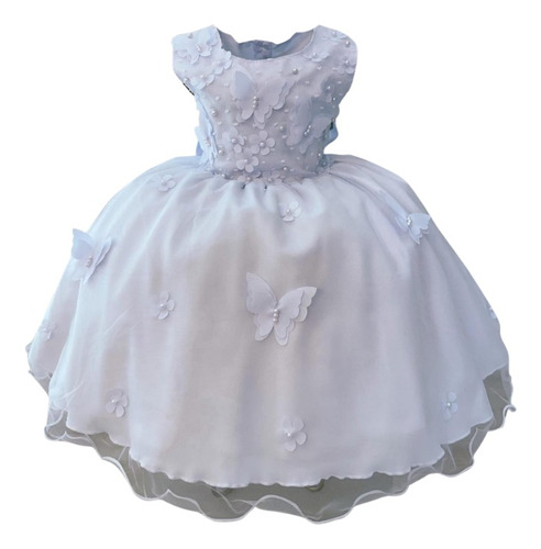 Vestido Branco Infantil Batizado E Jardim Encantado Luxo