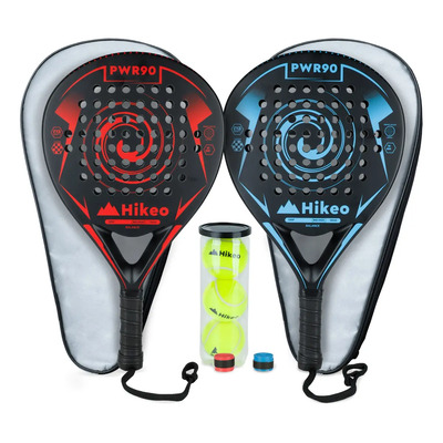 2 Palas de Padel con Fundas, 3 Pelotas y 2 Grips. Kit de Raquetas para Padel Fabricadas con Espuma EVA Flexible y 100% Fibra de Carbono Resistente | Meses sin interés