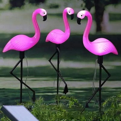 3 Piezas Lámparas Solares De Lied Flamingo Para Exteriores Fucsia | Envío gratis