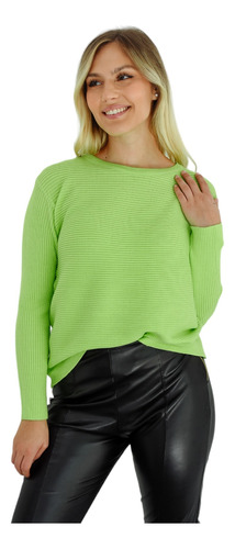 Sweater Mujer Básico De Hilo Cuello Redondo