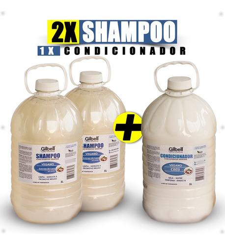 Kit 2 Shampoo + 1 Condicionador 5 Litros Coco Perolado Salão