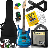 Kit Guitarras Y Amplificador Eléctrica  -pro Pegkt99bl
