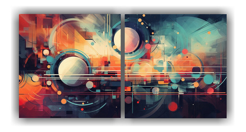 120x60cm Set 2 Cuadros Mural Estilo Óleo Temática Colorida