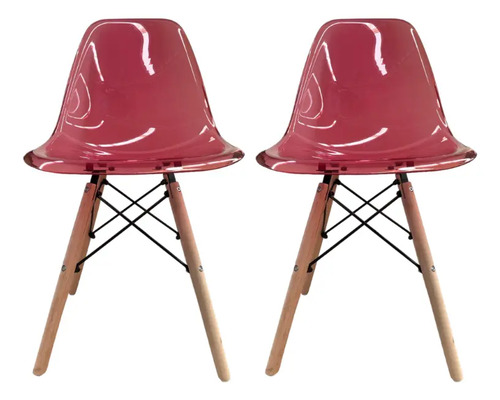 Set De Sillas Acrílico Transparente Eames 2pz Decorativa