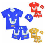 Conjunto De Traje De Baño De Manga Corta Sonic The Hedgehog