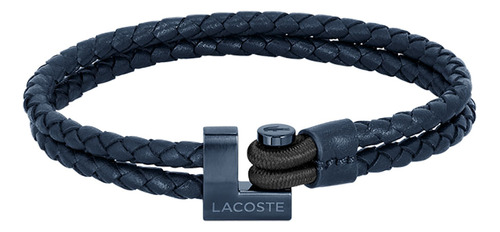 Pulseira Lacoste Masculina Em Couro Azul - 2040150