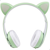 Fone De Ouvido Gatinho Gato S/ Fio Bluetooth Headphone Cor Verde