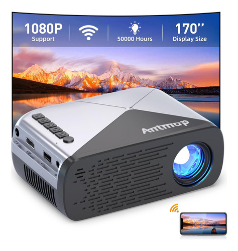 Miniproyector Con Wifi, Compatible Con Proyector Nativo D...