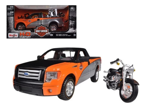 Ford F-150 Stx Pick Up + Moto Harley Davidson- P Maisto 1/24