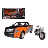 Ford F-150 Stx Pick Up + Moto Harley Davidson- P Maisto 1/24