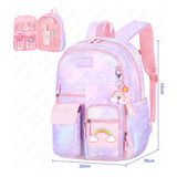 Mochila Bolsa Niña Escolar Primaria Infantil Kawaii Arcoíris Capacidad Grande Impermeable Cremallera